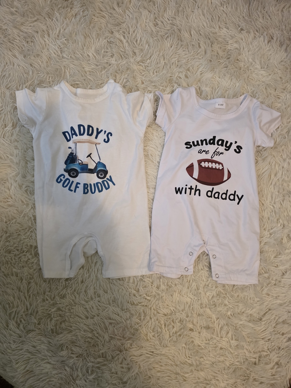 White "Daddy's Golf Buddy" Baby One-Piece Romper Set Of Two